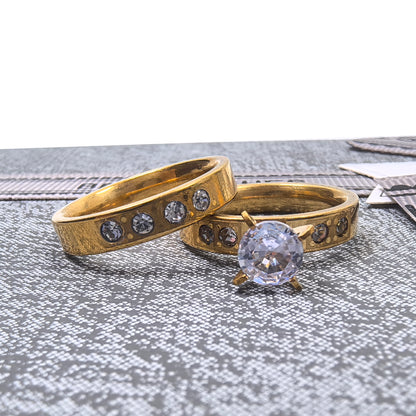 Classic Gold Plated Couple Double Rings