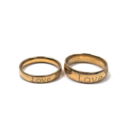 Love Gold Plated Couple Double Rings