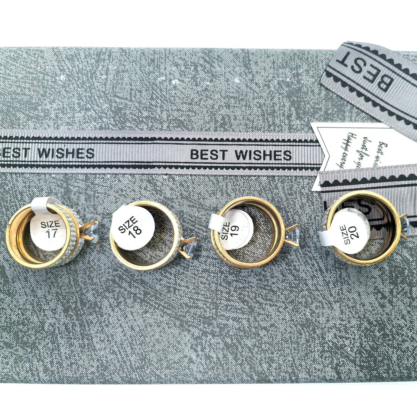 Crystal Gold Plated Couple Double Rings