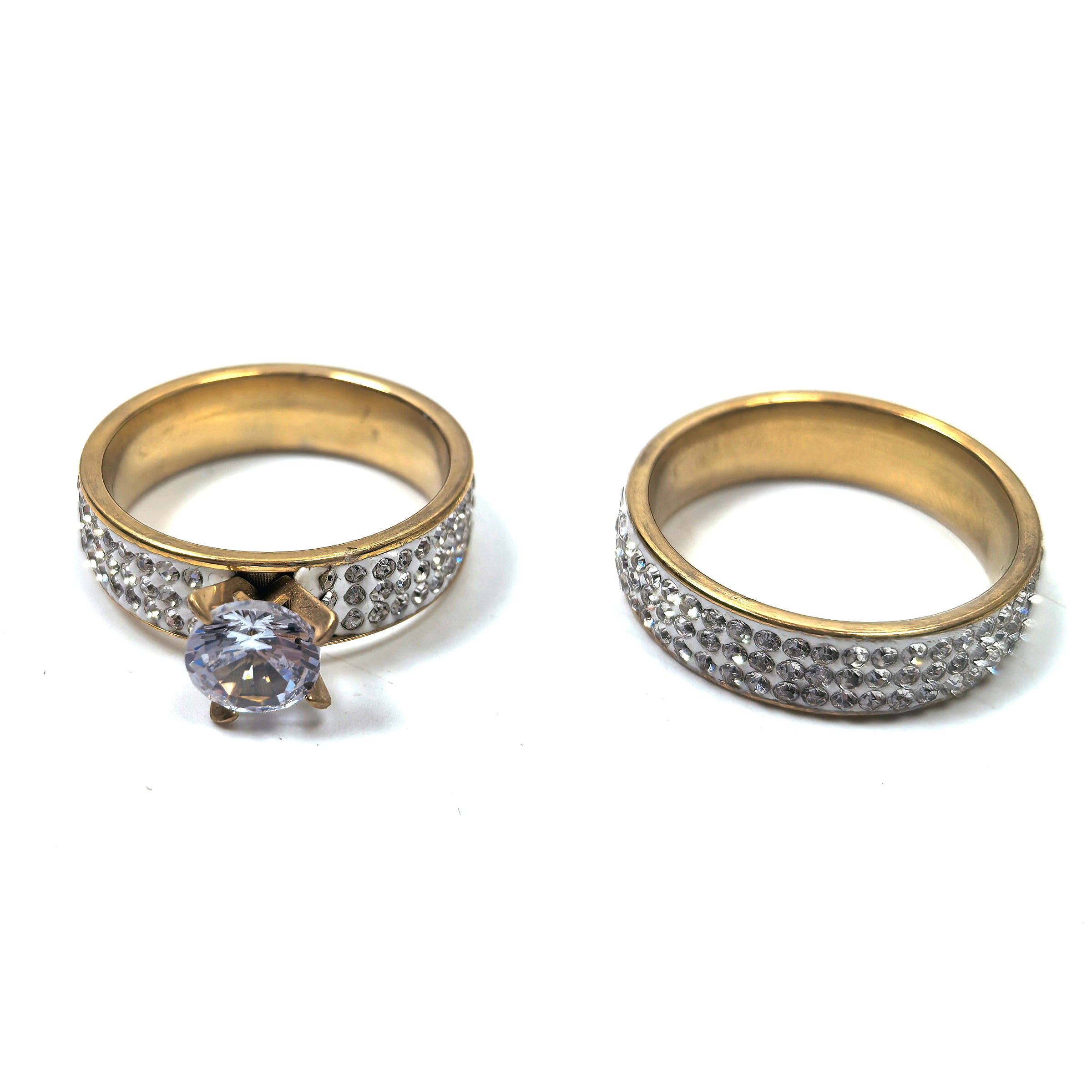 Crystal Gold Plated Couple Double Rings – Weshop876