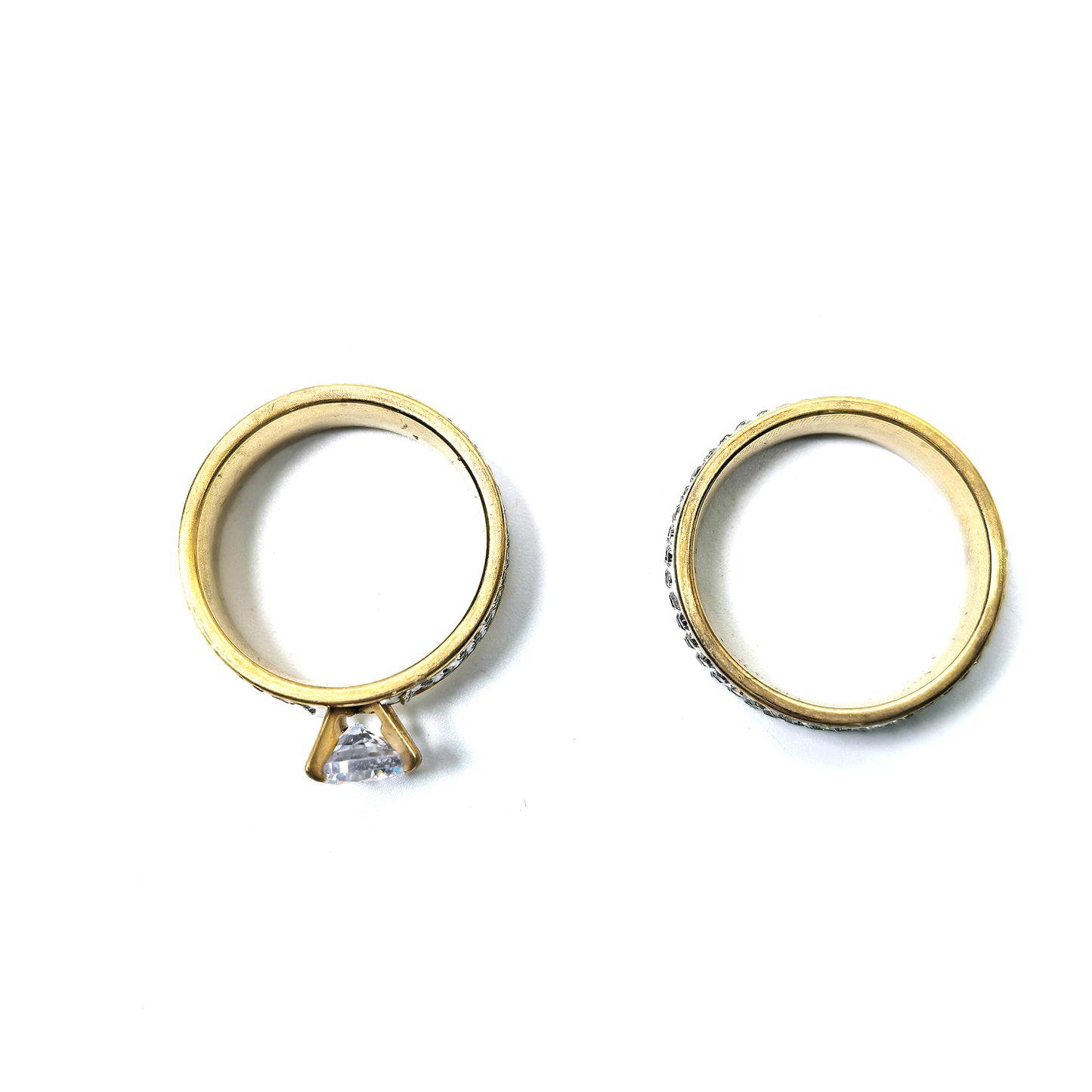 Crystal Gold Plated Couple Double Rings