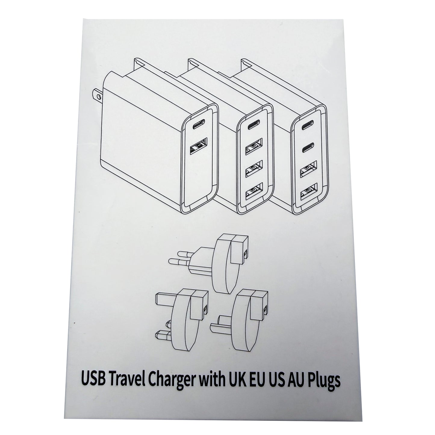 USB Travel Charger with UK EU US AU Plugs