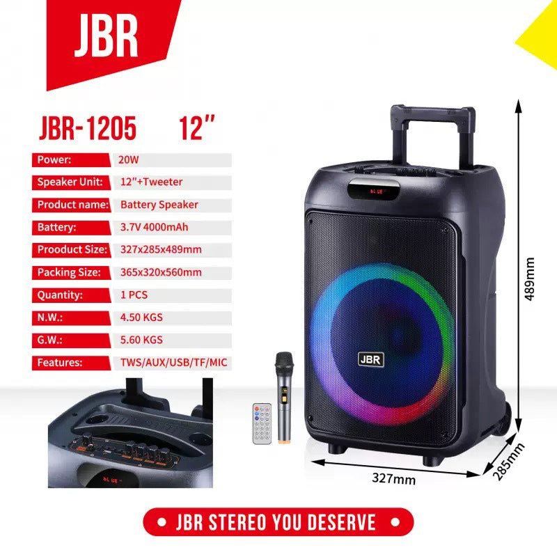 12" Portable TWS Bluetooth Speaker with Wireless Mic & RGB Lights