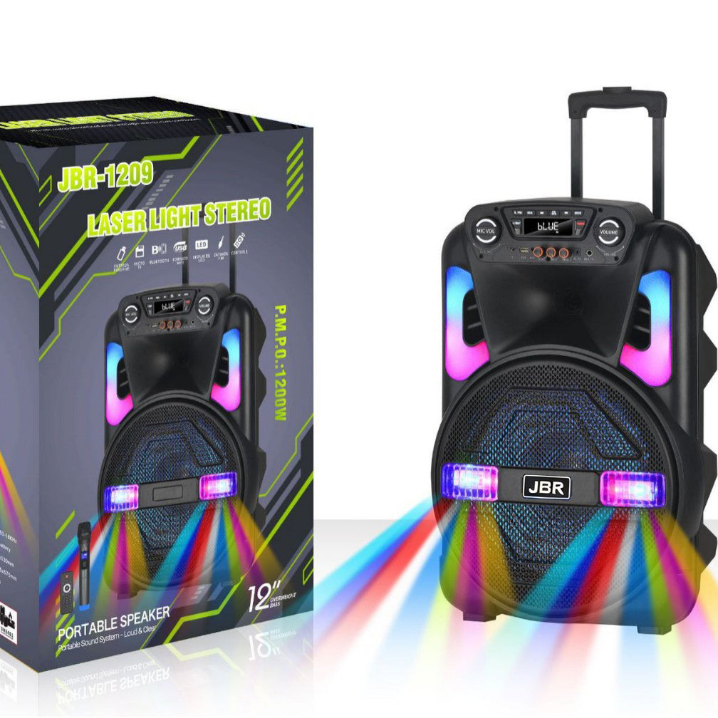 12" Portable TWS Bluetooth Speaker with Wireless Mic & Laser Lights