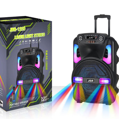 12" Portable TWS Bluetooth Speaker with Wireless Mic & Laser Lights