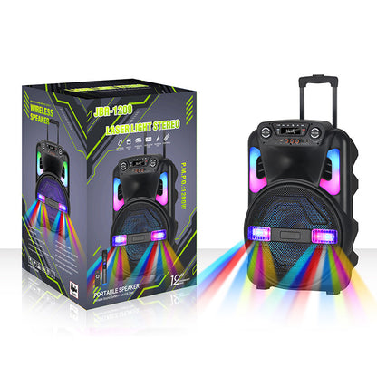 12" Portable TWS Bluetooth Speaker with Wireless Mic & Laser Lights