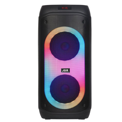 Dual 8" Portable Bluetooth Speaker with Wireless Mics & RGB Lights