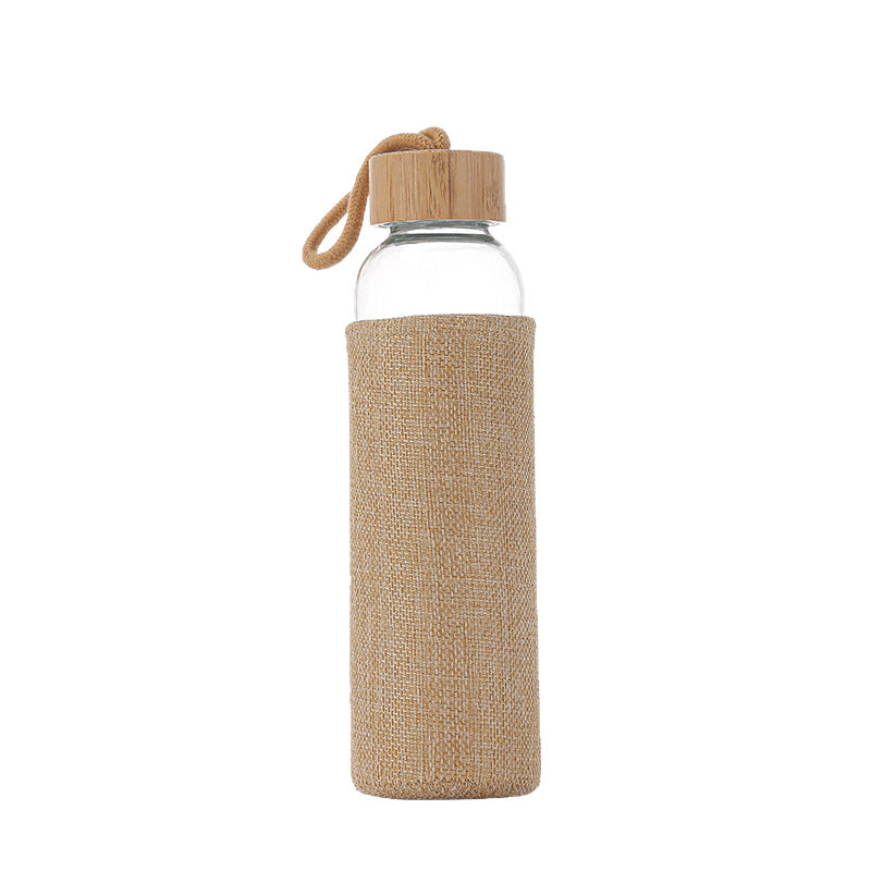 20 Oz Borosilicate Glass Water Bottles with Sleeve BPA Free Bamboo Lid