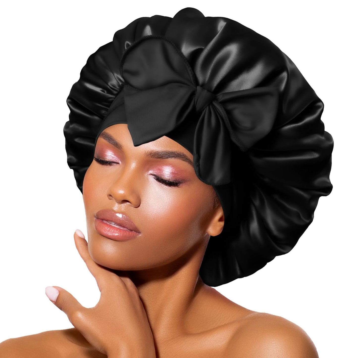 1 Piece, Satin Bonnet for Sleeping, Large Sleep Cap with Elastic Tie Band for Curly Hair