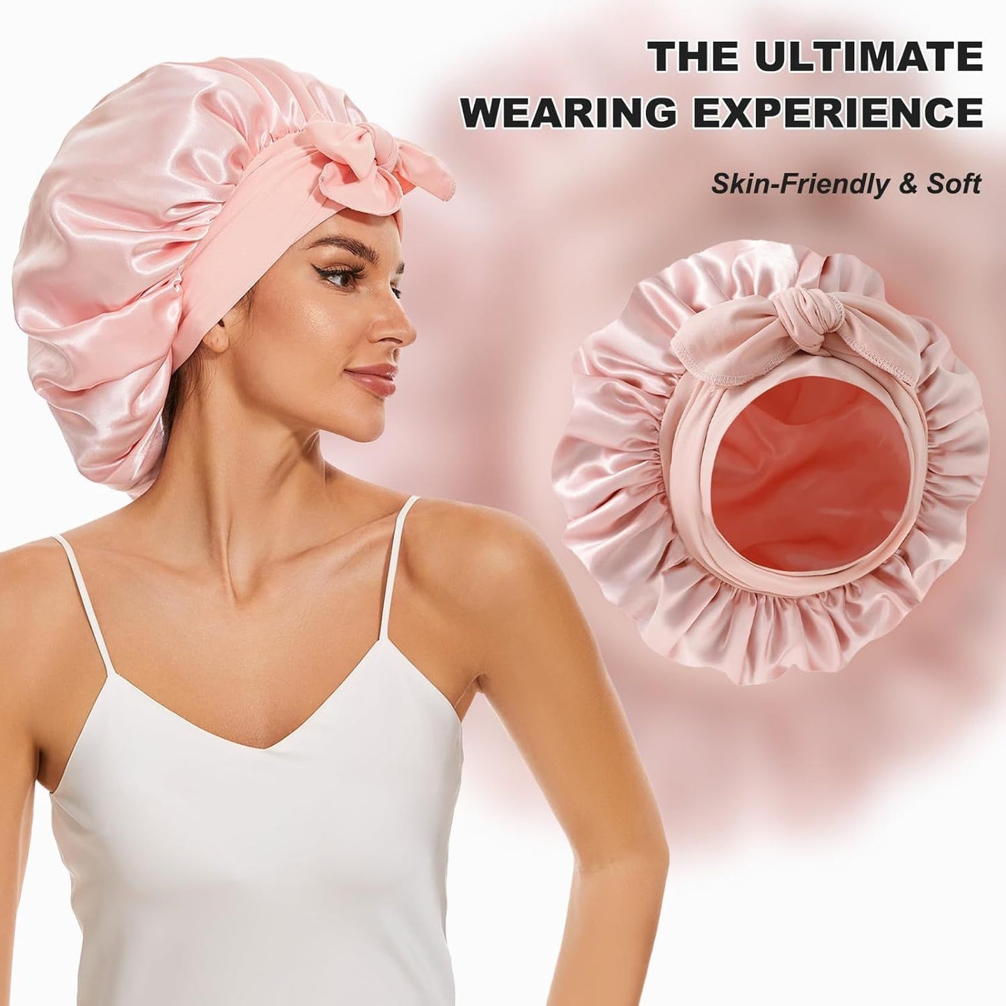 1 Piece, Satin Bonnet for Sleeping, Large Sleep Cap with Elastic Tie Band for Curly Hair