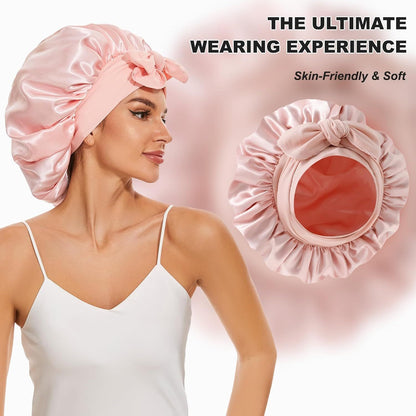 1 Piece, Satin Bonnet for Sleeping, Large Sleep Cap with Elastic Tie Band for Curly Hair