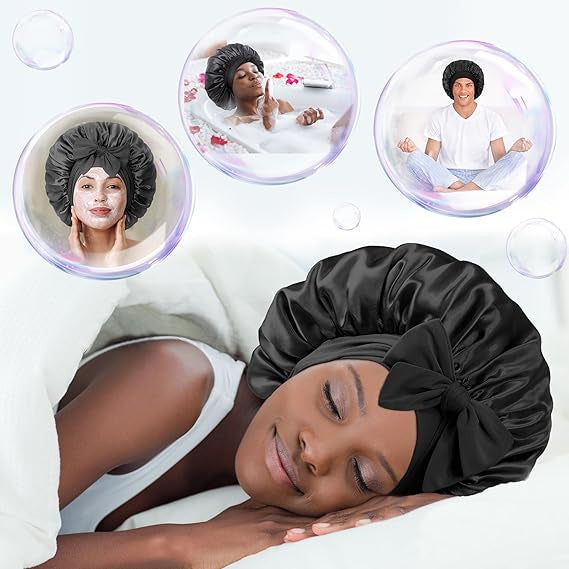 1 Piece, Satin Bonnet for Sleeping, Large Sleep Cap with Elastic Tie Band for Curly Hair