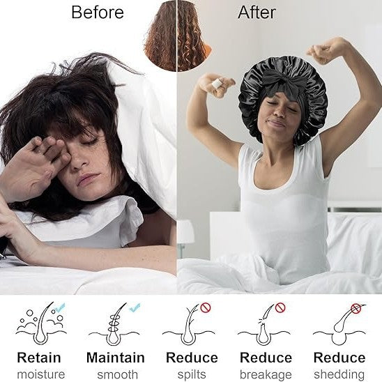 1 Piece, Satin Bonnet for Sleeping, Large Sleep Cap with Elastic Tie Band for Curly Hair