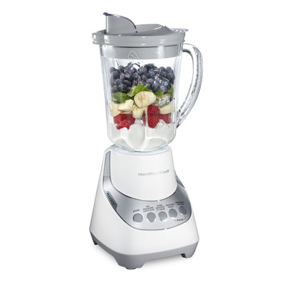 Hamilton Beach Wave Action Smoothie Blender, 48 oz Glass Jar 800 W 12-Function Countertop Blender for Kitchen, White
