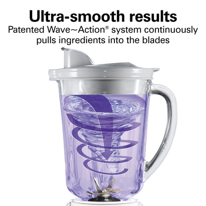 Hamilton Beach Wave Action Smoothie Blender, 48 oz Glass Jar 800 W 12-Function Countertop Blender for Kitchen, White