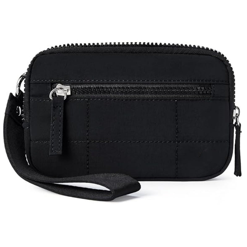 Small Wristlet Wallet Nylon with 3 Zipper Pockets Back
