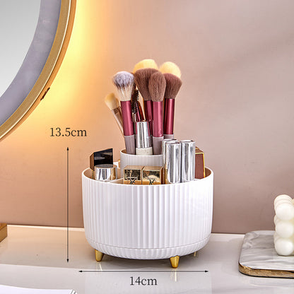 360° Rotating Makeup Brush Organizer, White