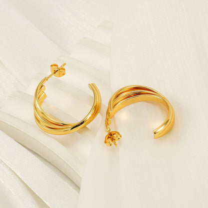 18K Gold-Plated Hoop Earrings Set 6 Pairs
