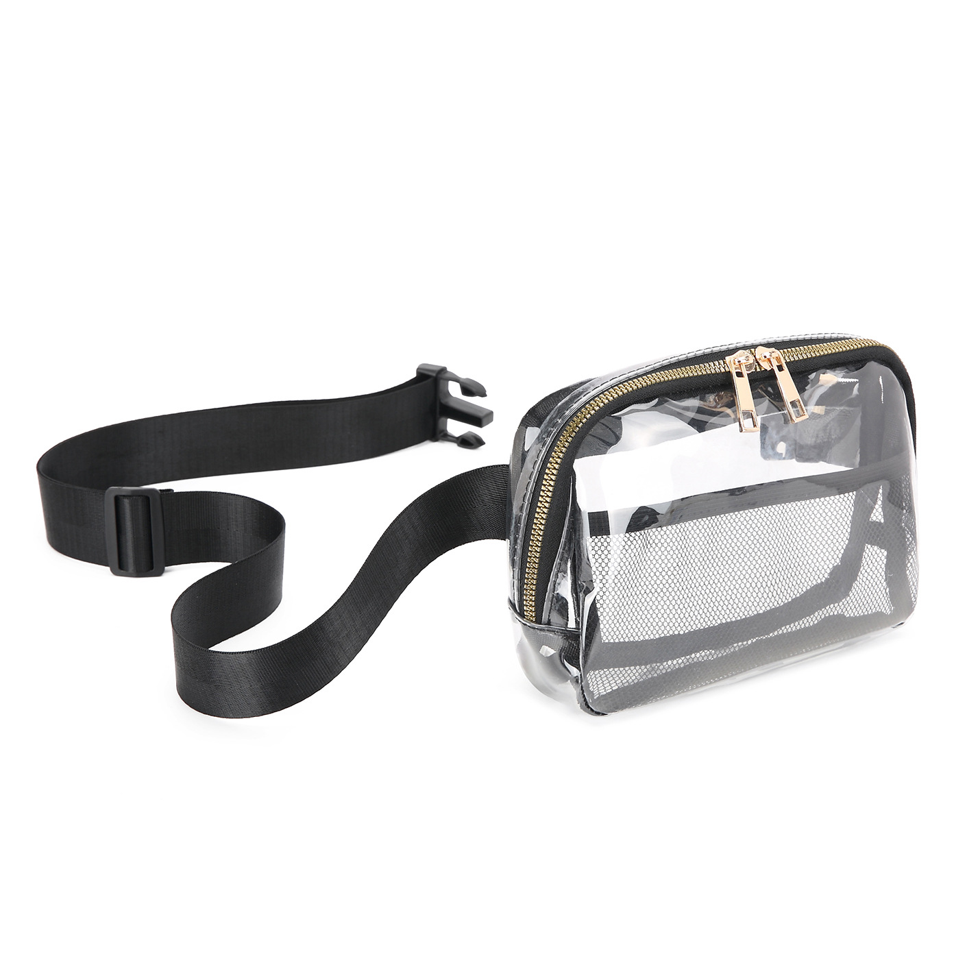 Clear Belt Bag with Adjustable Strap, Black