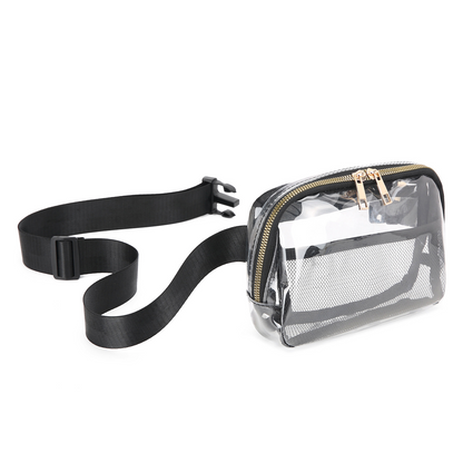 Clear Belt Bag with Adjustable Strap, Black