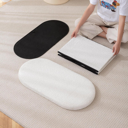 30" Oval Foldable Ottoman with Storage, White