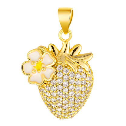 Sweet Strawberry Zircon Gold Plated Necklace
