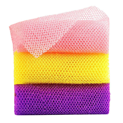 3-Piece African Bath Sponge(pink, yellow, purple)