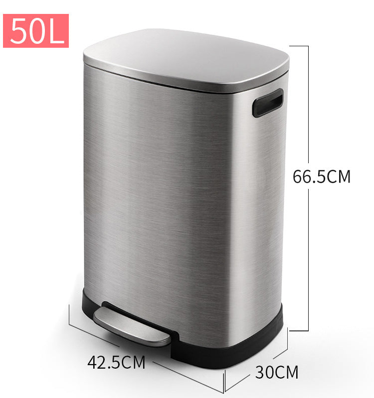 Stainless Steel Trash Can 50L / 13 Gallon, Silver
