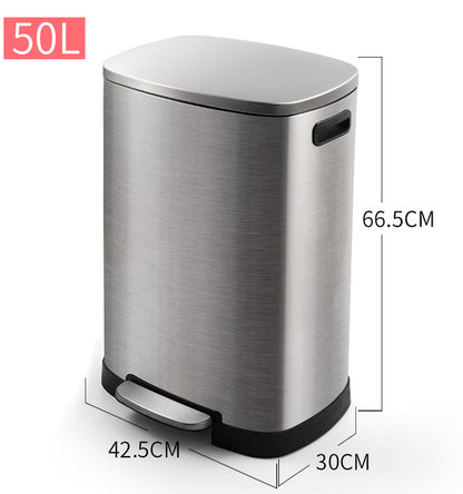 Stainless Steel Trash Can 50L / 13 Gallon, Silver