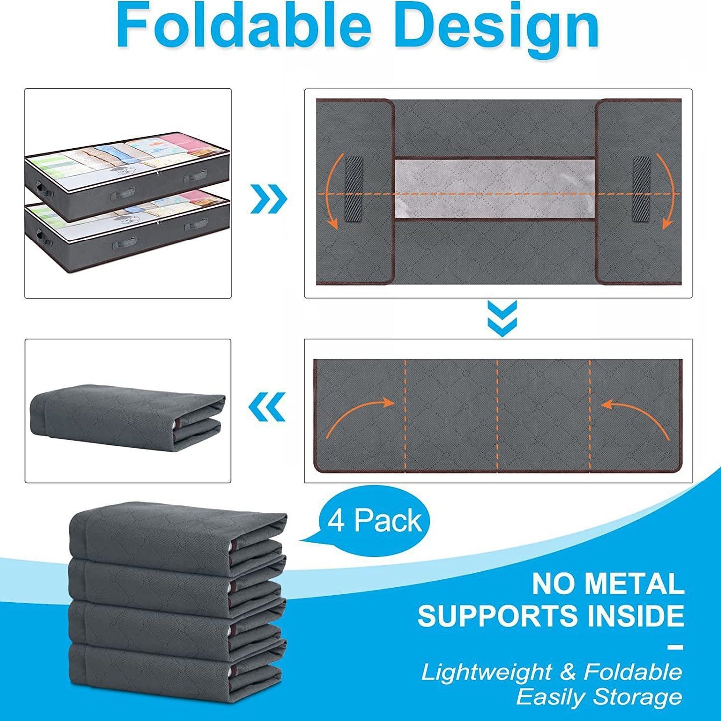 90L Under Bed Storage Containers 4 Units (2 Color Options)