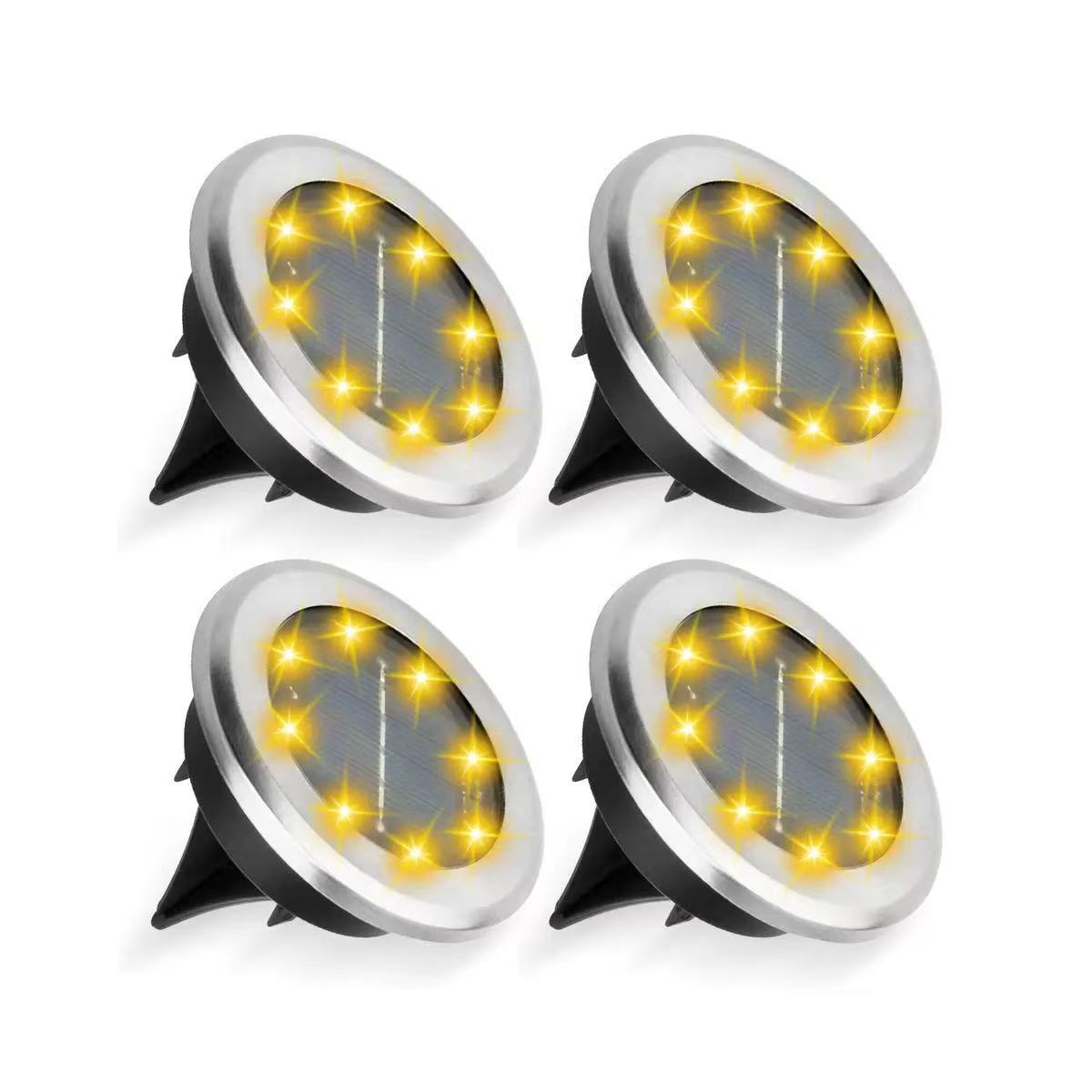 7cm Diameter Solar-Powered Outdoor Disk Light 4 Pack