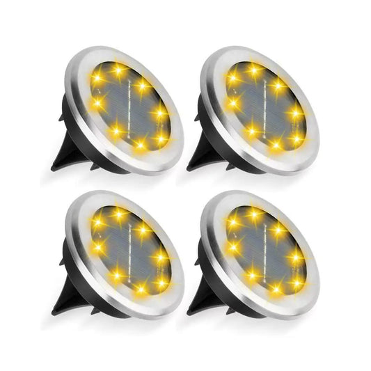 7cm Diameter Solar-Powered Outdoor Disk Light 4 Pack