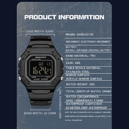 Men's Watches Digital Sports Outdoor Waterproof Military Watch with LED Backlight