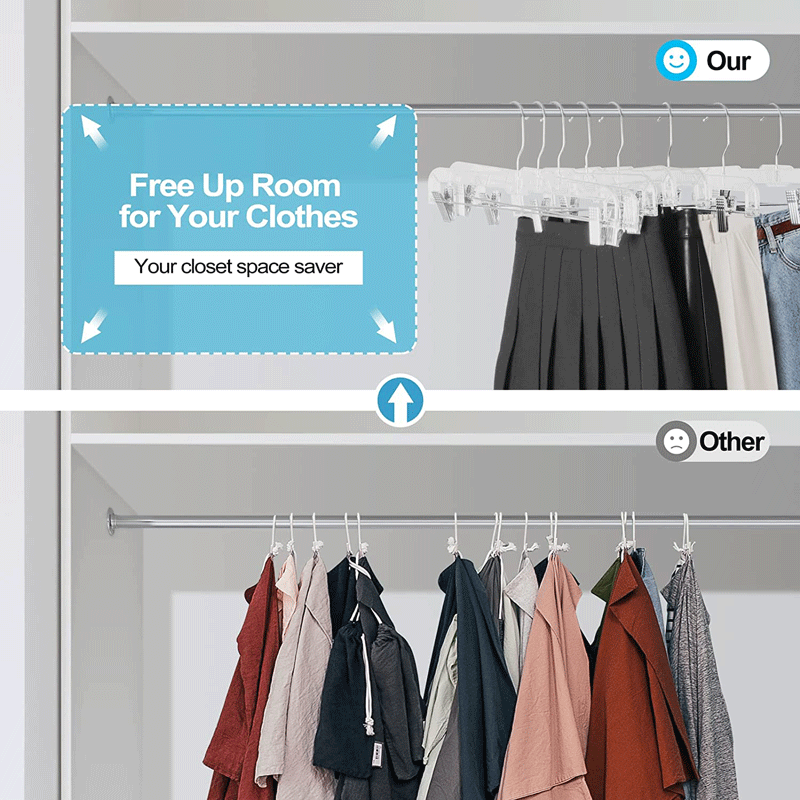 Clear Plastic Skirt Hangers with Adjustable Clips 10 Units 14 Inch, Clear