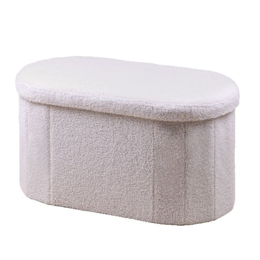 30" Oval Foldable Ottoman with Storage, White