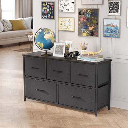 Dresser for Bedroom with 5 Drawers, Black