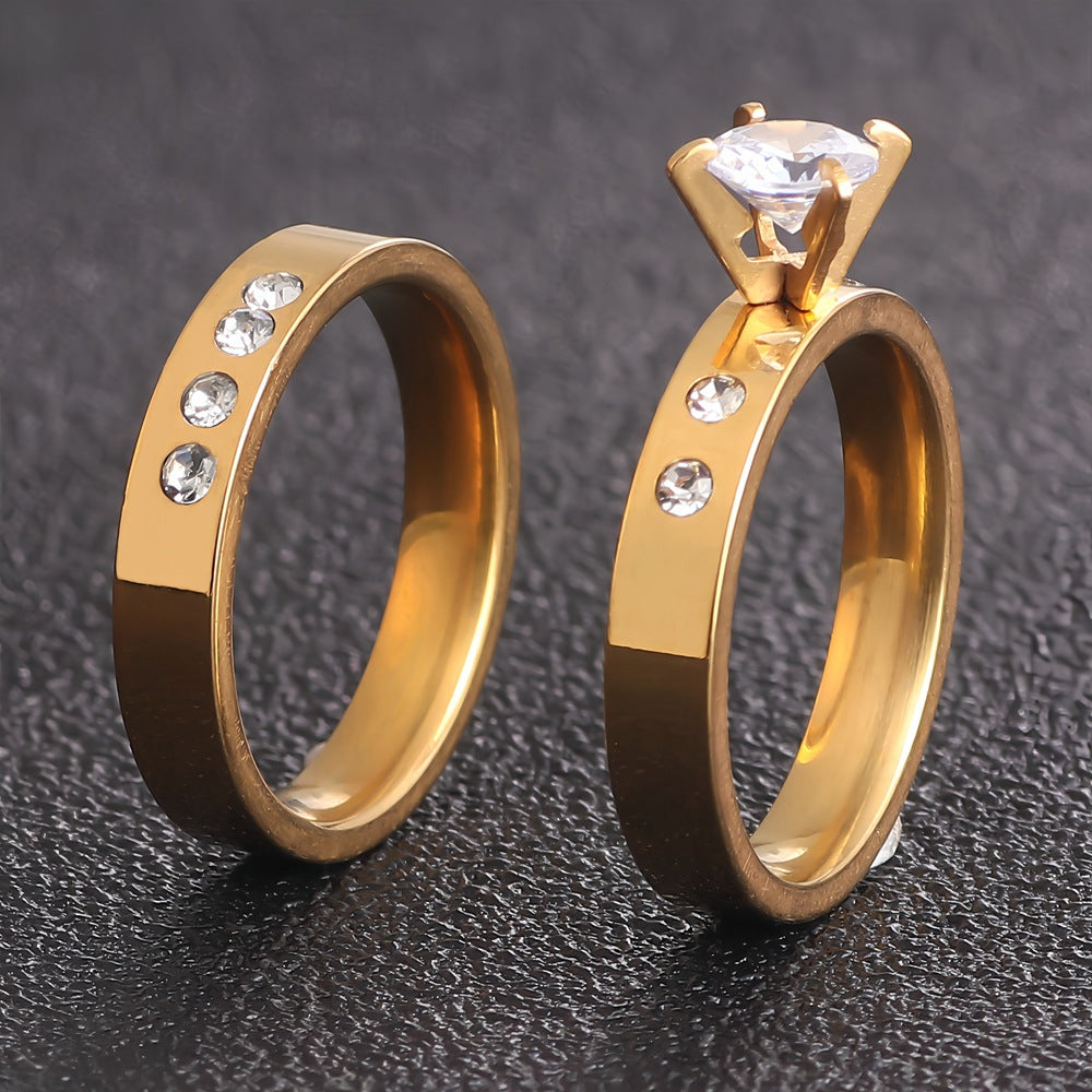 Classic Gold Plated Couple Double Rings