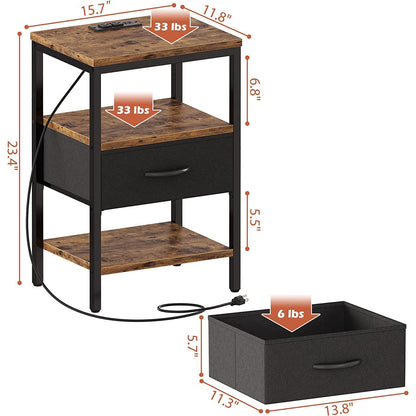 1 Drawers Nightstand with Charging Station