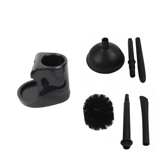 2-in-1 Toilet Brush Plunger Combo with Caddy Stand, Black