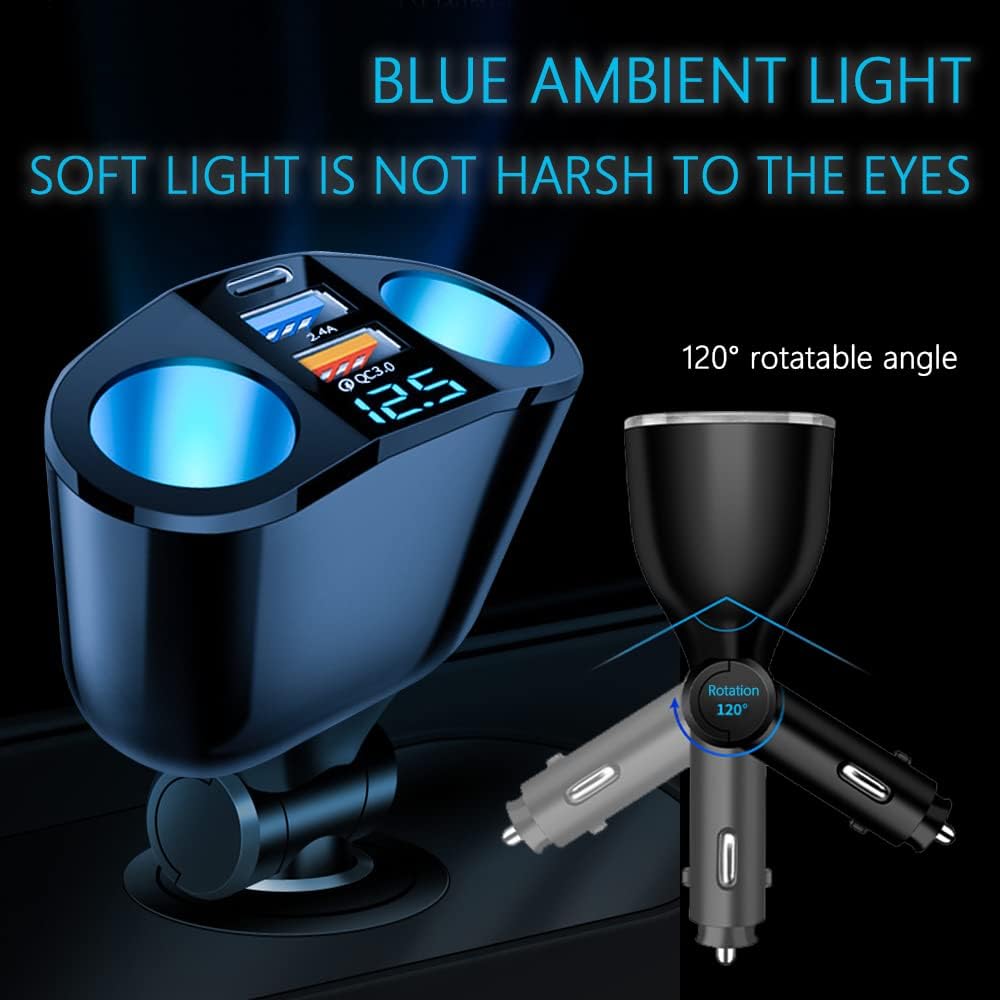 QC3.0+2.4A+PD Multi Ports Cigarette Lighter USB Charger