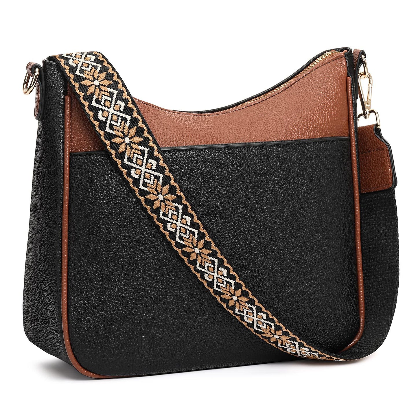 Women Trendy Hobo Bag with Guitar Strap Casual Vegan Leather Shoulder Bag