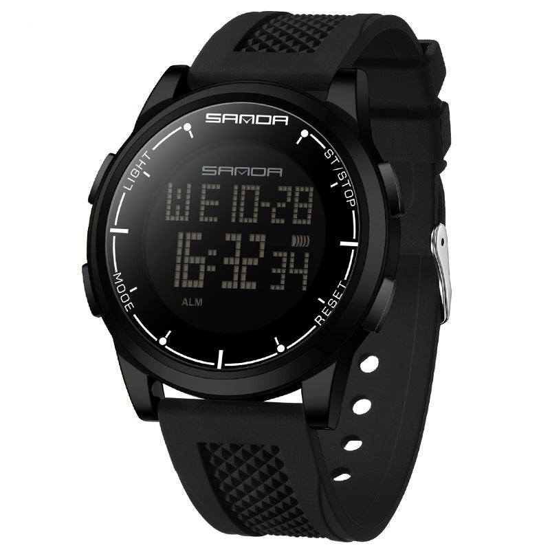 Simple Electronic Watch Men's Digital Wristwatch, Black