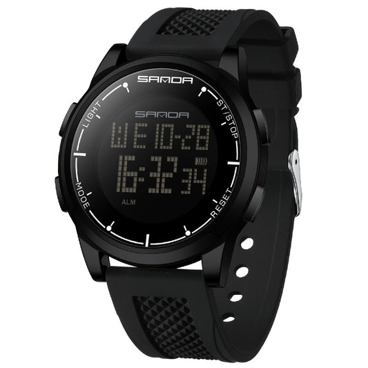 Simple Electronic Watch Men's Digital Wristwatch, Black