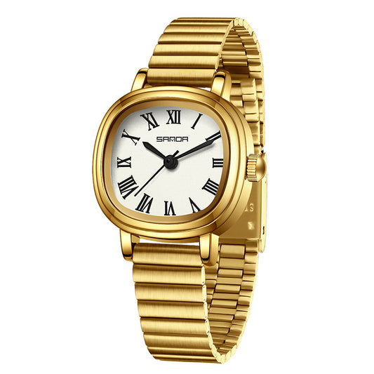 Women's Vintage Gold Watch with Square Dial, Gold