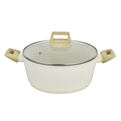 Nonstick Stock Pot with Lid 26cm 10inch, White