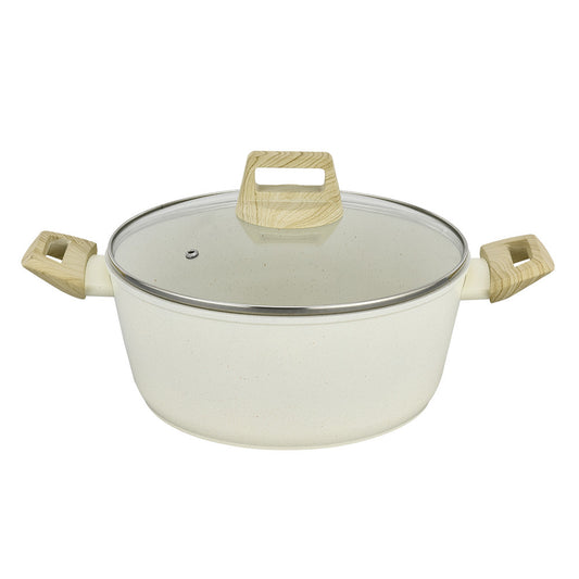 Nonstick Stock Pot with Lid 26cm 10inch, White