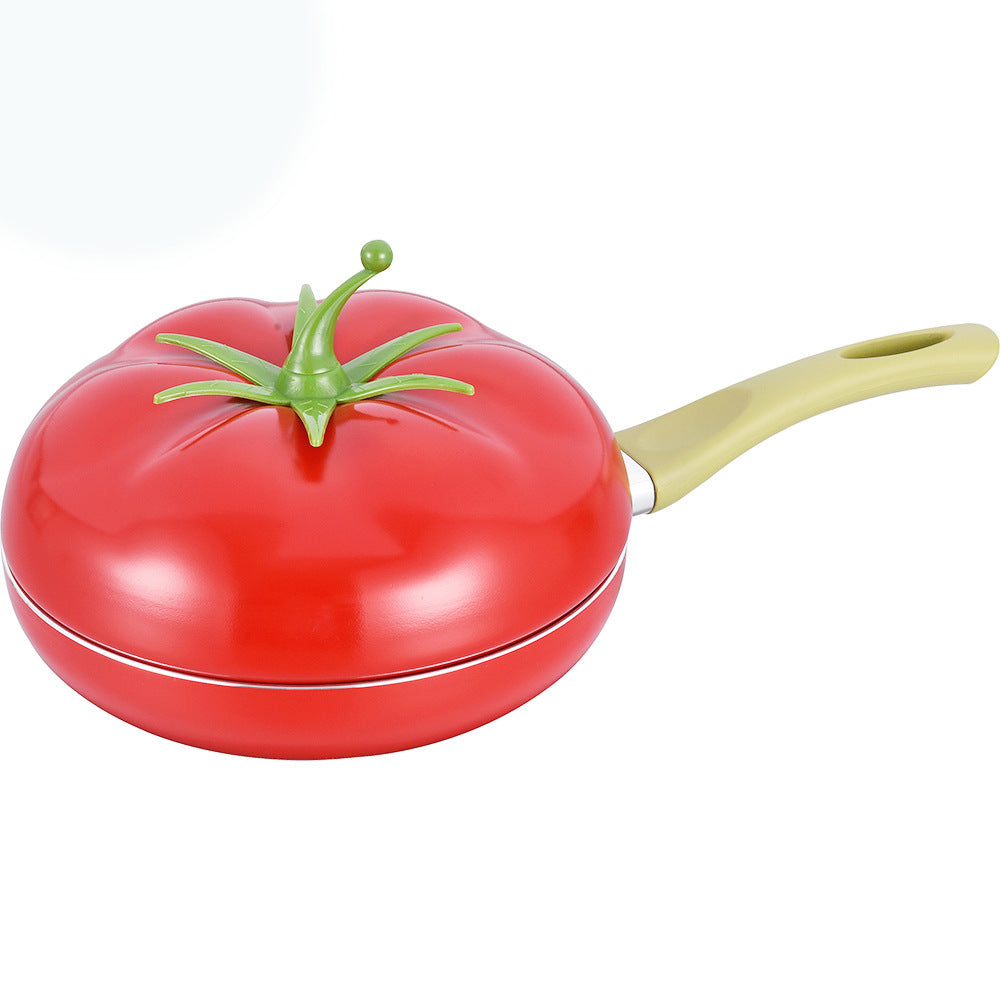 Fruit Tomato Shape Frying Pan with Lid Cooker Aluminum Alloy, Red