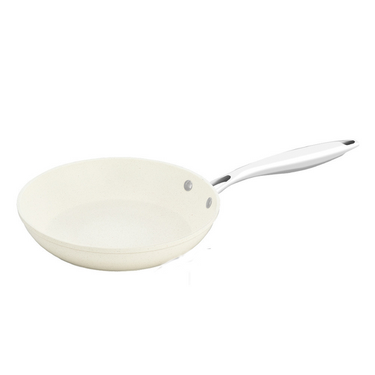 8/9.4/11 inch Aluminum Fry Pan Ceramic Non Stick Coating Frying Pan, white