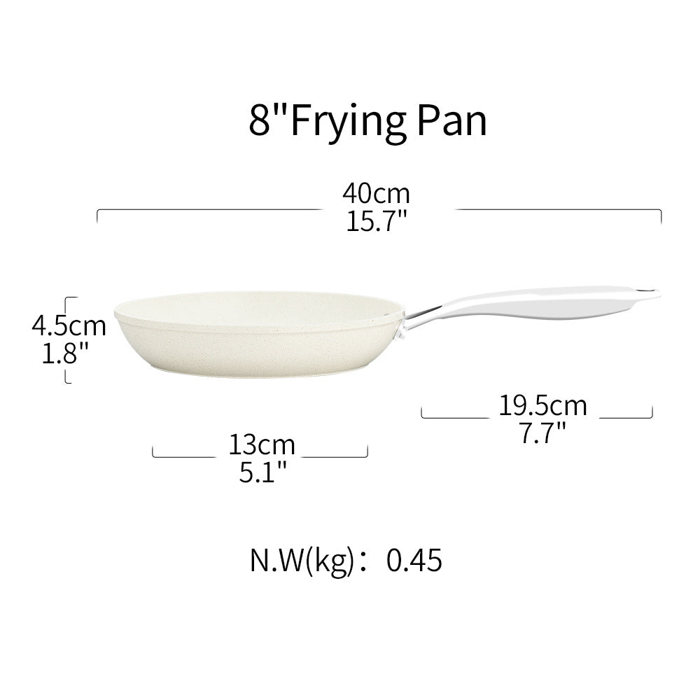 8/9.4/11 inch Aluminum Fry Pan Ceramic Non Stick Coating Frying Pan, white