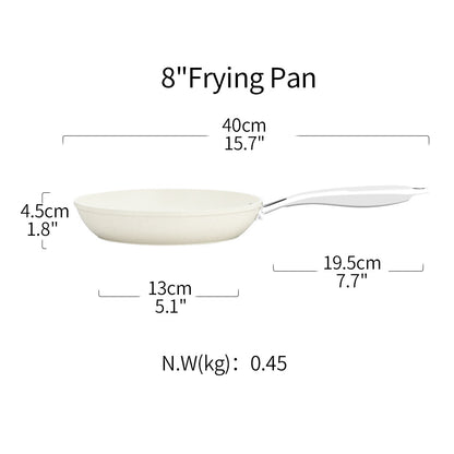 8/9.4/11 inch Aluminum Fry Pan Ceramic Non Stick Coating Frying Pan, white